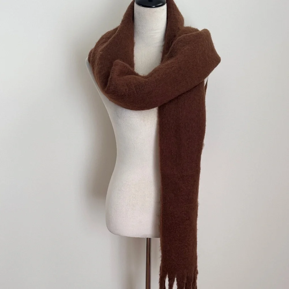 Cozy Brown Fringe Scarf